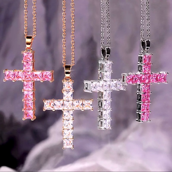 Gold Diamond Cross Necklace - Picture 2 of 2